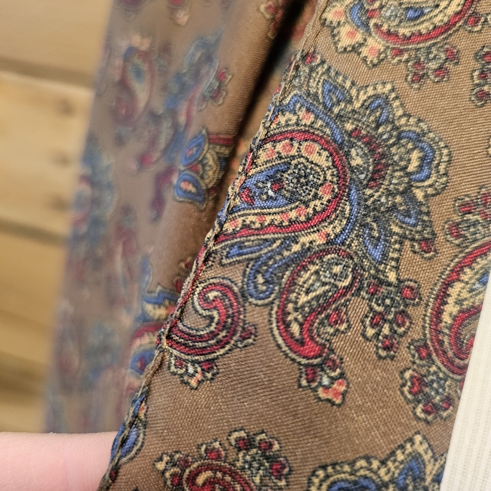 🐕 Vintage Roger Laurent Paris Brown Paisley Scarf 🐕 - Picture 7 of 12